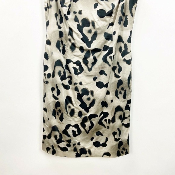 Ann Taylor 6 Womens Beige Black Print Sleeveless Sheath Dress - Picture 3 of 6